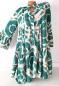 Preview: Damen Boho Kleid in Petrol mit Trompetenärmeln und V-Ausschnitt
