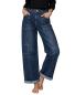 Preview: Damen Wide Leg Jeans in Used-Waschung – Lässige Wide Fit Denim mit Mittelnähten & Patch Pockets – Blue Denim