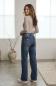 Preview: High Waist Flared Jeans im Blue Denim Used-Look – Schlaghose mit Zierriegeln & Flap Bags