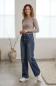 Preview: High Waist Flared Jeans im Blue Denim Used-Look – Schlaghose mit Zierriegeln & Flap Bags