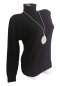 Preview: Damen Rollkragen Fein Strick Pullover Oberteil schwarz