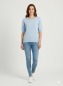 Preview: Damen Feinstrick-Pullover hellblau mit goldenen Herzen