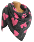 Preview: Wendeschal Winterschal Dreiecktuch Herz pink dunkelgrau kuschelweich warm
