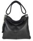 Preview: geräumige Schultertasche echt Leder schwarz
