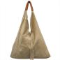 Preview: XL Schultertasche echt Wildleder hell taupe