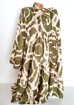 Boho Kleid Tunika Oliv für den Sommer, luftiges Hängerchen Made in Italy