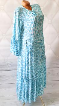 Sommerkleid Maxi Kleid Hängerchen Damen Tunika Leo türkis 3