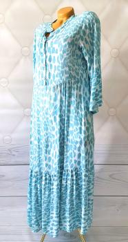 Sommerkleid Maxi Kleid Hängerchen Damen Tunika Leo türkis 2