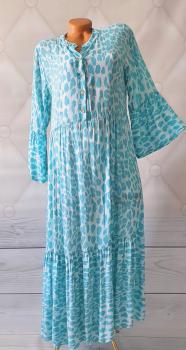 Sommerkleid Maxi Kleid Hängerchen Damen Tunika Leo türkis 1