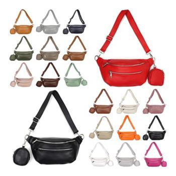 echt Leder Bauchtasche 2-tlg. in vielen trendigen Farben