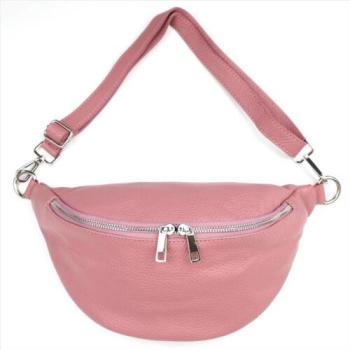 Praktische Bodybag & Bauchtasche echt Leder mit silberfarbenen Reißverschluss