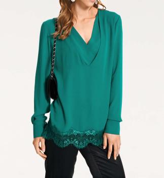 Elegante Damenbluse von Ashley Brooke in smaragdgrün
