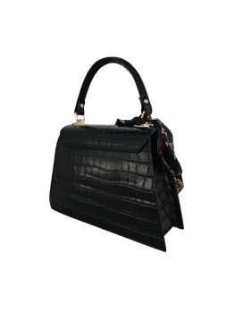 Preview: edle Damentasche mit Krokoprägung Lackleder hinten