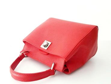 elgante Handtasche echt Leder rot oben