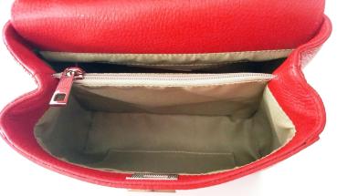 elgante Handtasche echt Leder rot offen