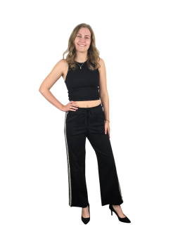 Marlenehose mit Seitenstreifen in schwarz