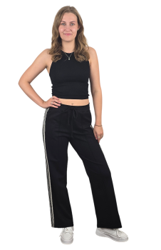 Marlenehose mit Seitenstreifen in schwarz