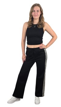 Marlenehose mit Seitenstreifen in schwarz
