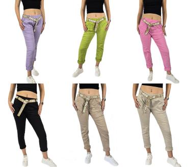 Damen Joggpant schwarz bequem & chic – Jogpants in legerer Passform mit Stretch-Gummibund und Gürtel