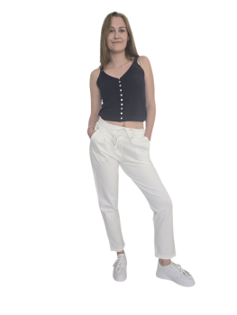lässige Damenhose mit Bindeband und Umschlag