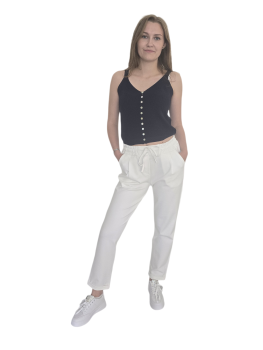 lässige Damenhose mit Bindeband und Umschlag