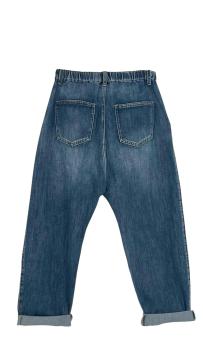 Sexy Woman Lässige  Baggy Jeans im used Look mit Zierknöpfen & Elastikbund