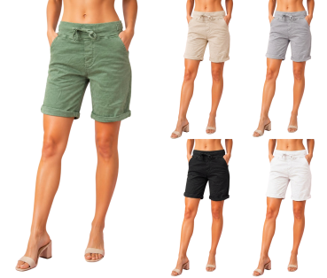 Melly Damen-Shorts im 5-Pocket-Style aus Baumwolle mit bequemem Tunnelzug und Stretch-Anteil – Lässige Sommershorts in verschiedenen Farben