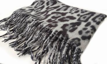 Winter Schal Animal-Print Fransen - Made in Italy 1