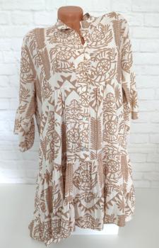 Luftig leichtes Sommerkleid beige-weiß 1