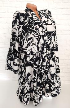 Sommer Ibiza Boho Damen Kleid Tunika A-Linie made in Italy schwarz-weiß 1
