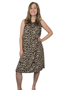 Damen Jersey Kleid Animal Print Leo braun