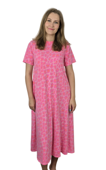 Maxi-Kleid Shirtkleid Kurzarm A-Linie rosa