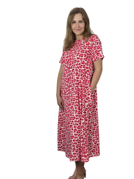 Maxi-Kleid Shirtkleid Kurzarm A-Linie rot