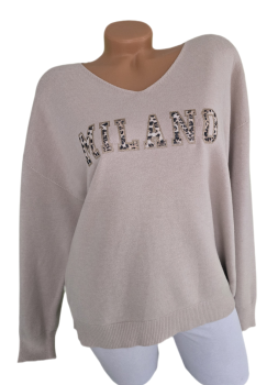 Damen Feinstrick Pullover kuschelweich "Milano" im Animal Leo Glitzer Print in verschiedenen Farben