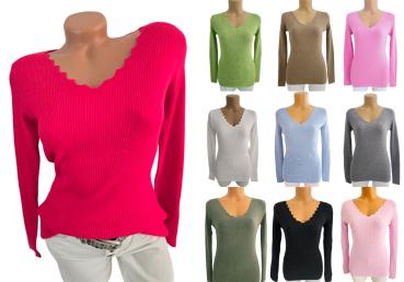 Damen Pullover mit Zickzack Ausschnitt in vielen Farben