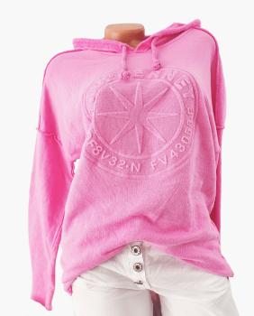 Preview: Trendiger Damen Hoodie in rosa mit 3D-Stern – Stylisches Kapuzen-Sweatshirt für modische Auftritte