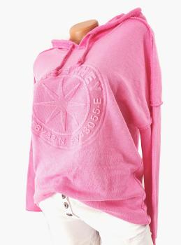 Preview: Trendiger Damen Hoodie in rosa mit 3D-Stern – Stylisches Kapuzen-Sweatshirt für modische Auftritte