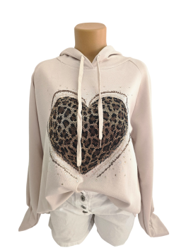 Damen Sweatshirt Hoodie mit Strassherz