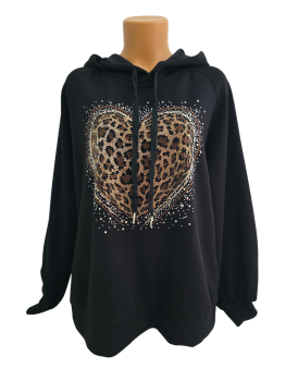 Damen Sweatshirt Hoodie mit Strassherz
