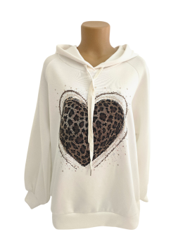 Damen Sweatshirt Hoodie mit Strassherz