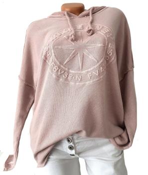 Roséfarbener Damen Hoodie mit 3D-Stern-Design – Vorderansicht​