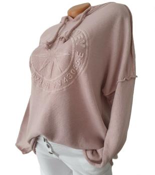 Trendiger roséfarbener Hoodie mit dreidimensionalem Stern-Design​