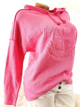 Damen Hoodie in leuchtendem Pink mit 3D-Stern auf der Brust​