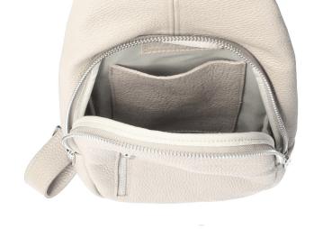 Preview: Exklusiver Damen Leder-Cityrucksack / Bodybag – Silber-Edition
