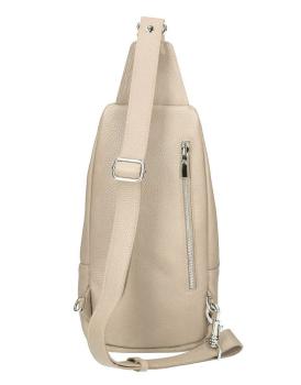 Preview: Exklusiver Damen Leder-Cityrucksack / Bodybag – Silber-Edition
