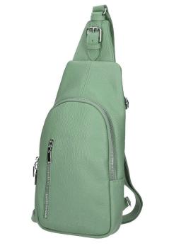 Exklusiver Damen Leder-Cityrucksack / Bodybag – Silber-Edition