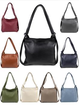 2 in1 Rucksack Schultertasche Shopper Umhängetasche echt Leder -  made in Italy