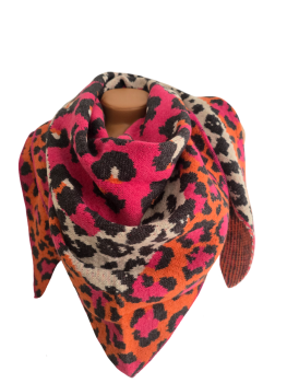 Preview: Damen Wendeschal Dreick Tuch Schal Winter Herz kuschelweich pink orange