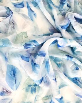 Damen Tuch Schal Stola Seidentuch blau grün weiß floral