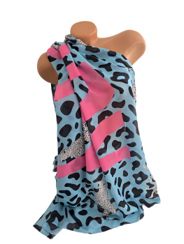 Wunderschöner Damen XXL Schal - Stola blau/pink